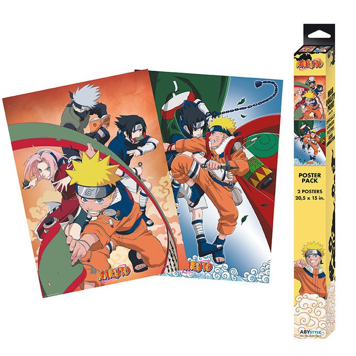 Set de 2 pósteres chibi Naruto Equipo 7