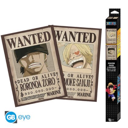 Set de 2 pósteres chibi Wanted Zoro y Sanji de One Piece