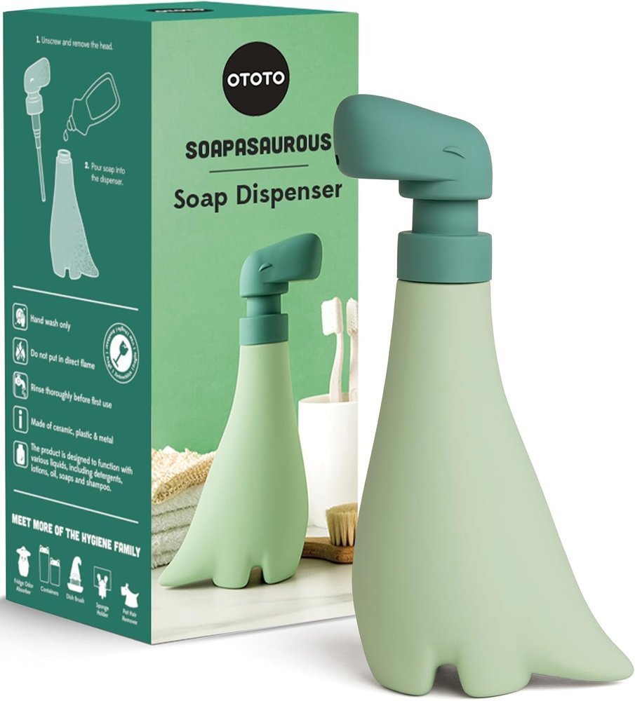 Dispensador de jabón dinosaurio Jabonosaurio verde de OTOTO
