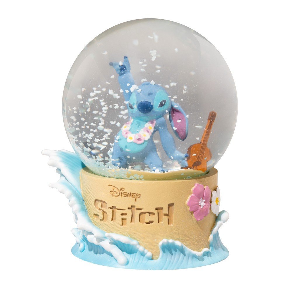 Bola de nieve Disney Stitch con ukelele y flores