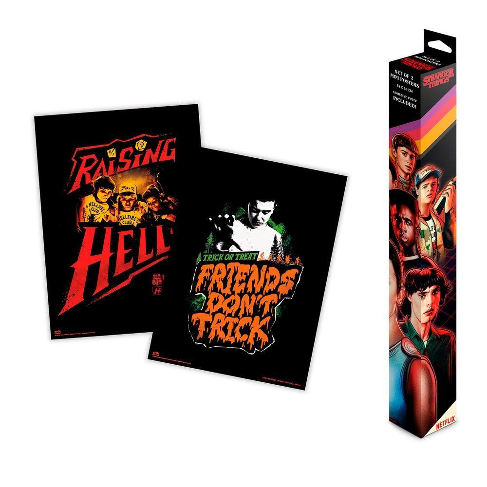 Minipósteres Stranger Things: set oficial de 2 láminas de 38 × 52 cm