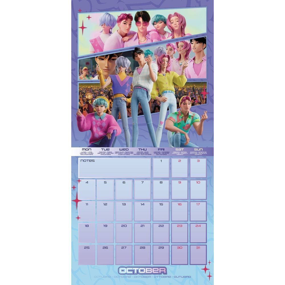 Diseño interior del calendario KPop Demon Hunters 2027